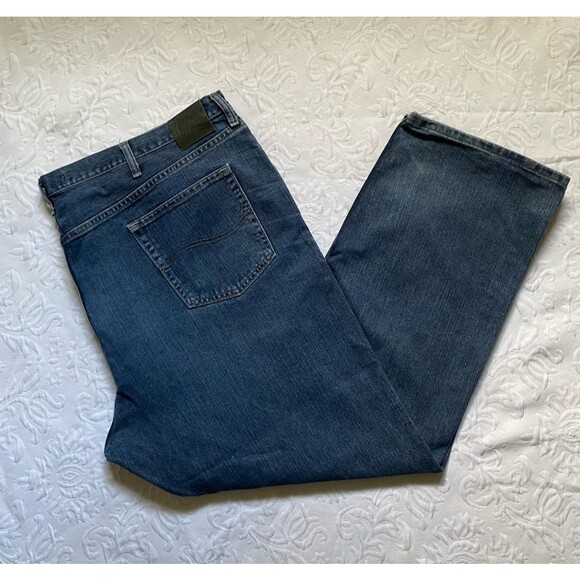 Lee Jeans Men's 48 X 32 Blue Denim Medium Wash Cotton Relaxed Straight Leg - Picture 7 of 9